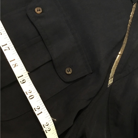 NWT Free People Off Campus Navy Blue Gold Metallic Oversized Button Front Top - Picture 14 of 16